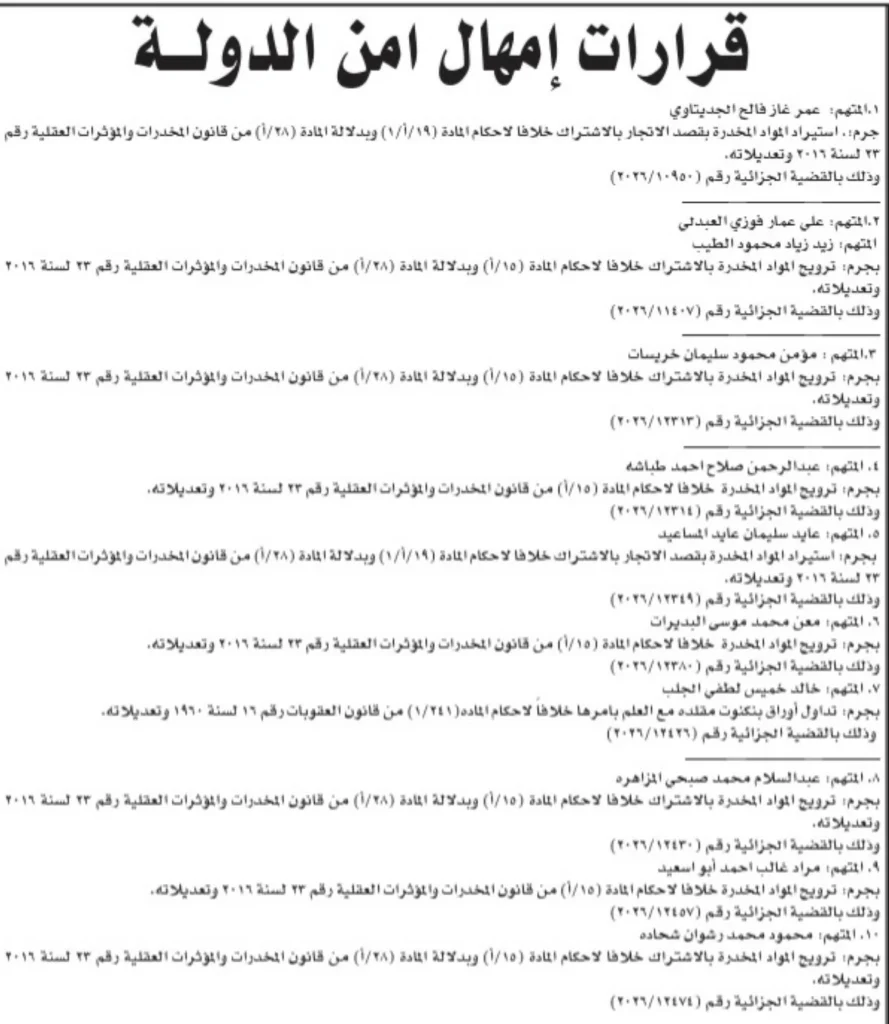 765310 - عروبة الاخباري | Oroba News Arabic document page listing judicial decisions, showing a long numbered list under a bold header.